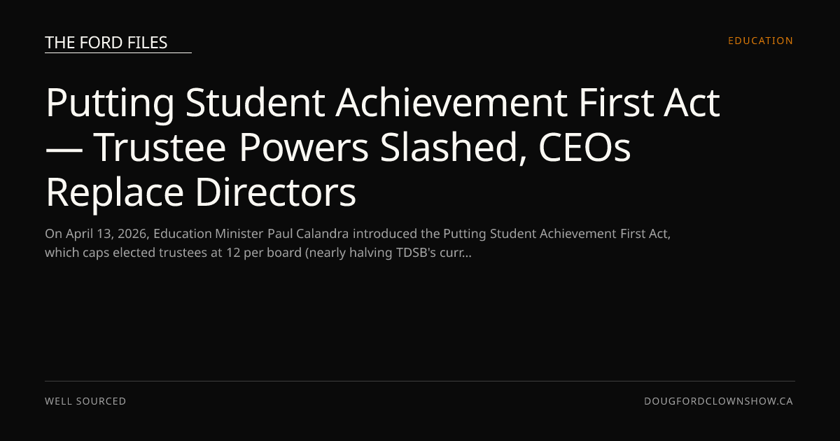 Putting Student Achievement First Act — Trustee Powers Slashed, CEOs ...